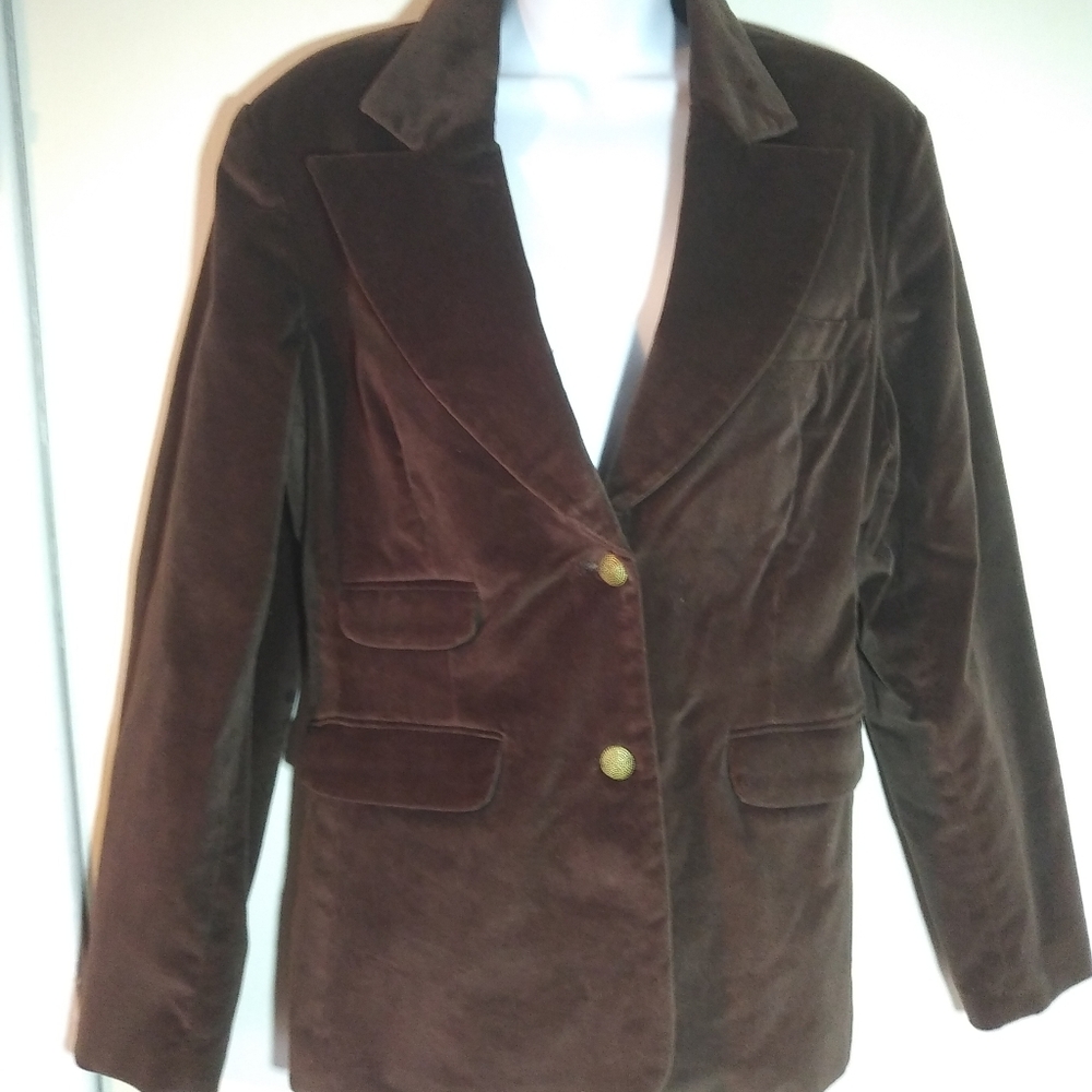 Diane Gilman brown velour blazer jacket, size M